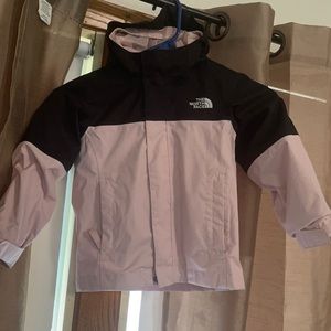 Pink and black NorthFace 2 in 1 jacket. Removable sweater attached.